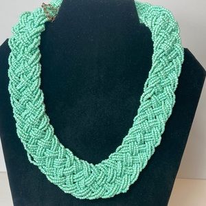 21" Braided Bead Collar Necklace Light Spring Green